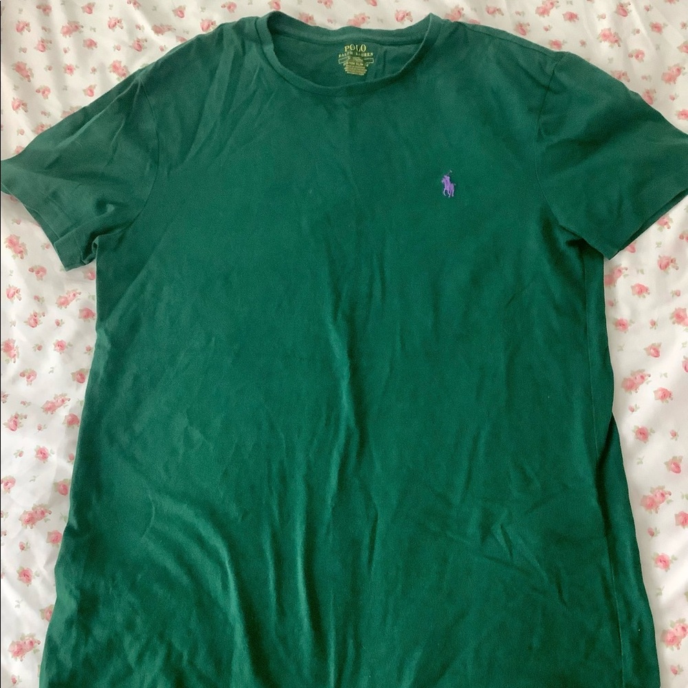 polo ralph lauren dark green and purple t-shirt